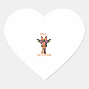 Funny Giraffe Moo Heart Sticker