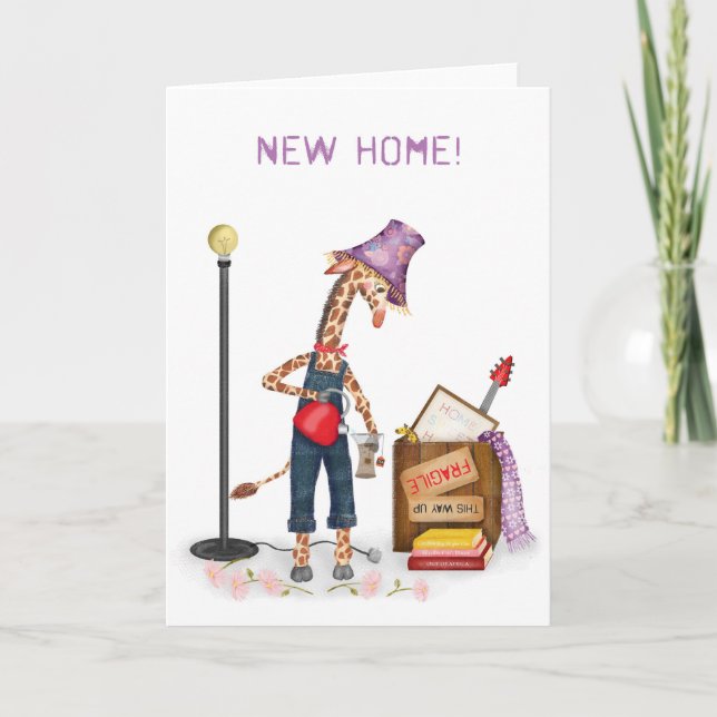 Funny giraffe new home card (Front)