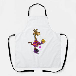 Funny Giraffe Playing Pickleball  Apron