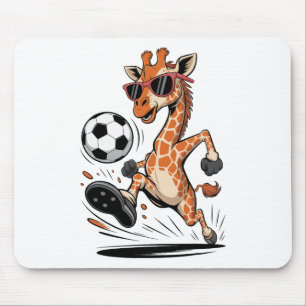 Funny Giraffe Playing Soccer Ll Artwork Cool Anima Mouse Pad