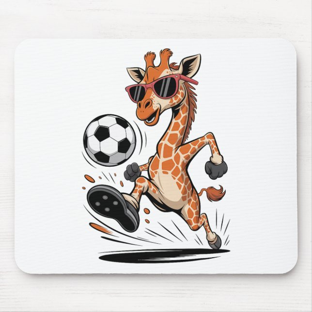 Funny Giraffe Playing Soccer Ll Artwork Cool Anima Mouse Pad (Front)