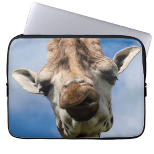Funny giraffe portrait laptop sleeve
