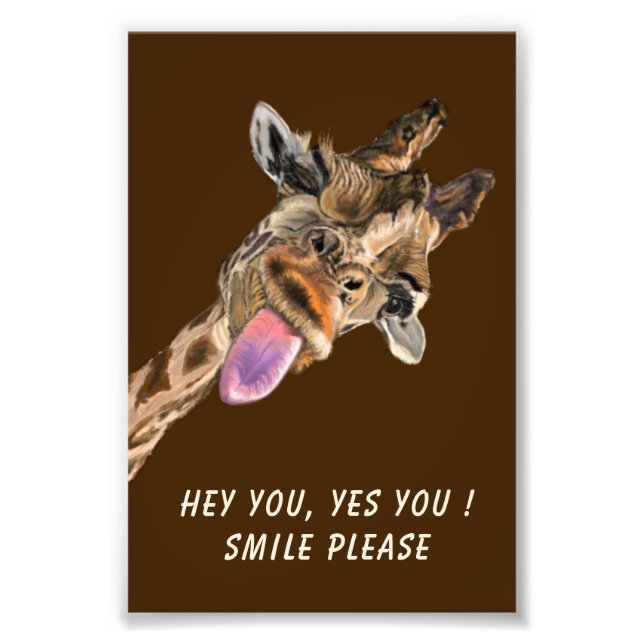 Funny Giraffe Poster Custom Colour and Text (Front)