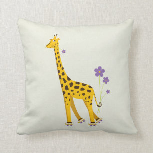 Funny Giraffe Roller Skating Children's Throw Pillow