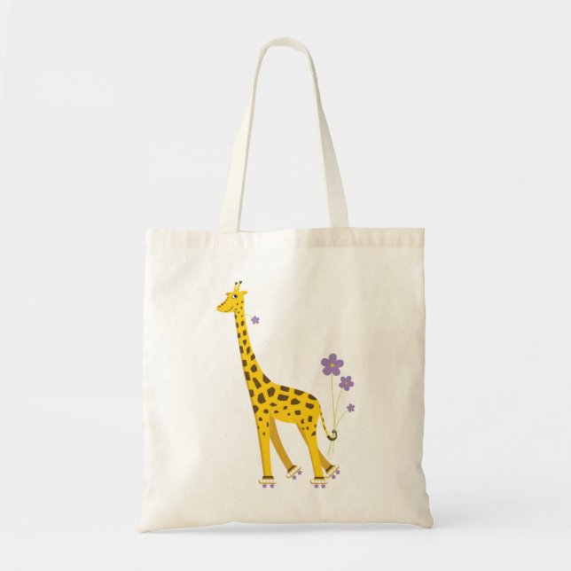 Funny Giraffe Roller Skating Tote Bag (Front)