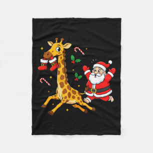 Funny Giraffe Santa Claus Boots Christmas Womens M Fleece Blanket