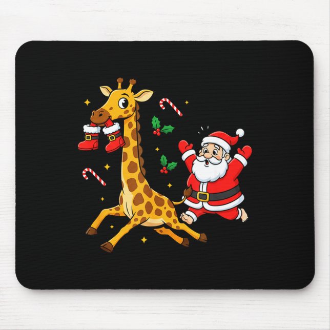 Funny Giraffe Santa Claus Boots Christmas Womens M Mouse Pad (Front)
