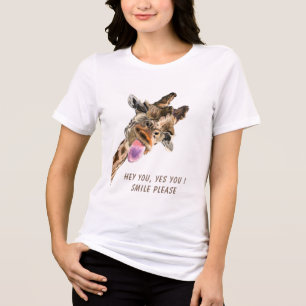 Funny Giraffe Smile Custom Text Tri-Blend Shirt