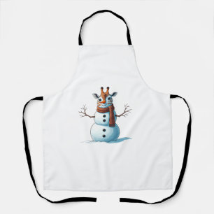 Funny Giraffe Snowman Scarf Christmas Womens Mens  Apron