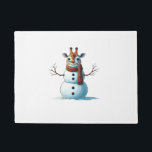 Funny Giraffe Snowman Scarf Christmas Womens Mens  Doormat<br><div class="desc">Funny Giraffe Snowman Scarf Christmas Womens Mens Kids</div>