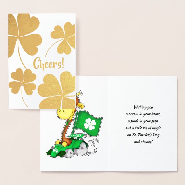 Funny Giraffe St.Patrick's Day  Foil Card (Display)