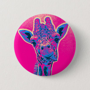 Funny Giraffe Sticking out his Tongue 2 Inch Round Button