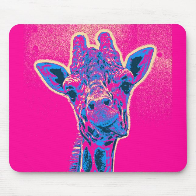 Funny Giraffe Sticking out his Tongue Mouse Pad (Front)