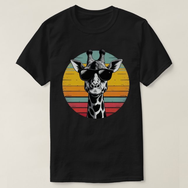 Funny Giraffe Sunglasses Vintage African Animal  T-Shirt (Design Front)