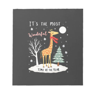 Funny Giraffe The Most Wonderful Time Christmas T- Notepad