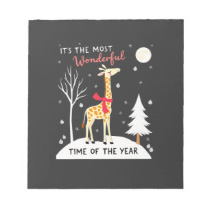Funny Giraffe The Most Wonderful Time Christmas T- Notepad