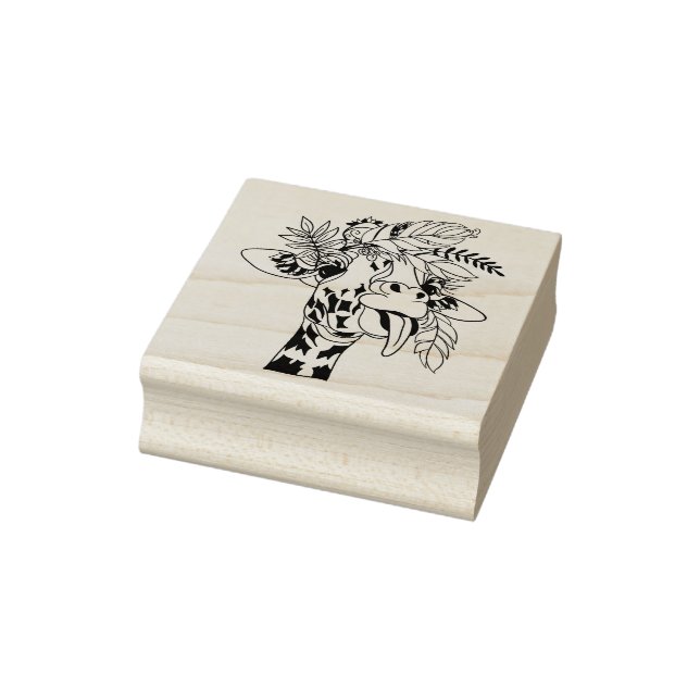 Funny Giraffe Tongue hand drawn Rubber Stamp (Stamp)