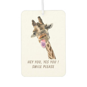 Funny Giraffe Tongue Out and Playful Wink Cartoon  Air Freshener
