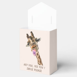 Funny Giraffe Tongue Out and Playful Wink Cartoon  Favor Box