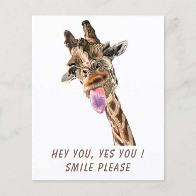 Funny Giraffe Tongue Out and Playful Wink Cartoon  Flyer (Front)