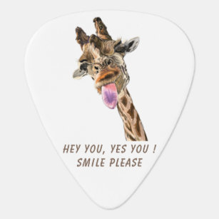 Funny Giraffe Tongue Out and Playful Wink Cartoon  Guitar Pick