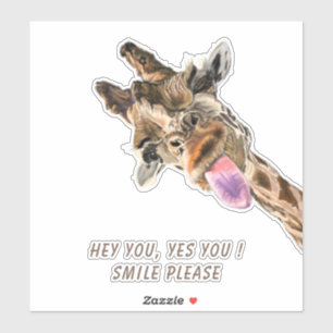 Funny Giraffe Tongue Out and Playful Wink - Smile 