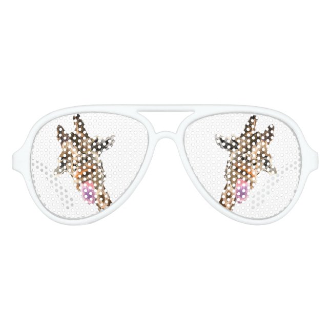 Funny Giraffe Tongue Out and Playful Wink - Smile  Aviator Sunglasses (Front)