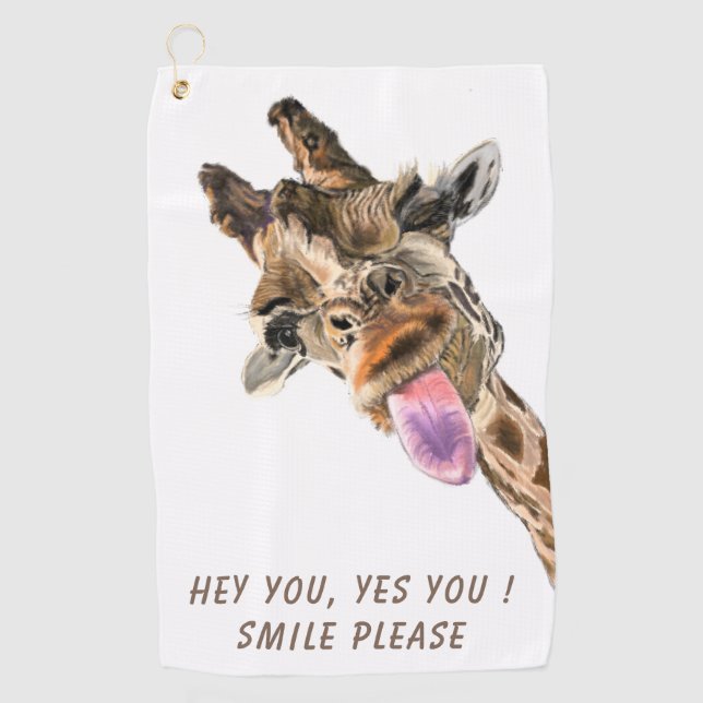 Funny Giraffe Tongue Out and Playful Wink - Smile  Golf Towel (Front)