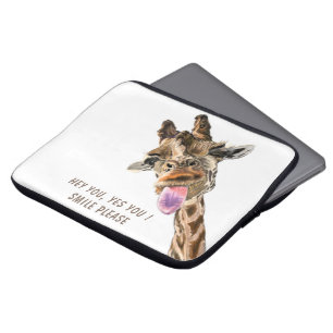 Funny Giraffe Tongue Out and Playful Wink - Smile Laptop Sleeve