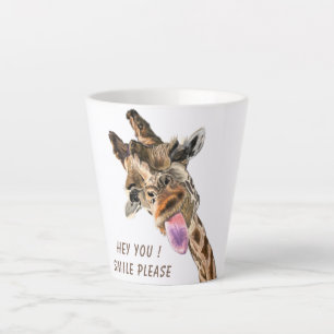 Funny Giraffe Tongue Out and Playful Wink - Smile  Latte Mug
