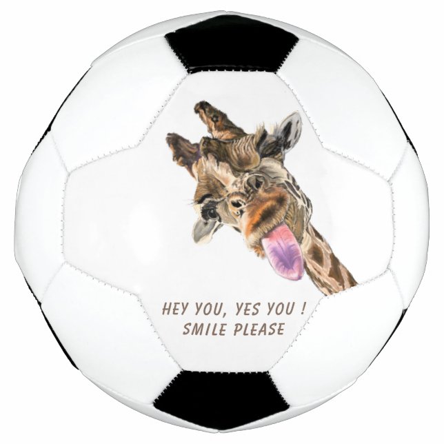 Funny Giraffe Tongue Out and Playful Wink - Smile  Soccer Ball (Front)