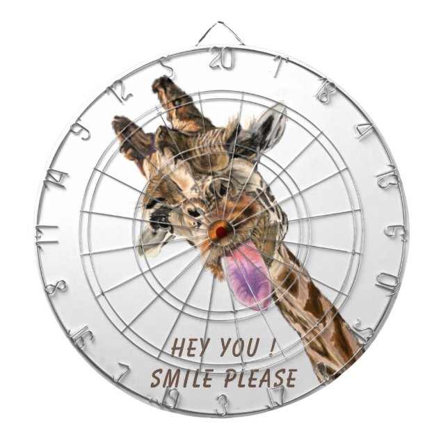 Funny Giraffe Tongue Out Playful Dart Board Smile  (Front)