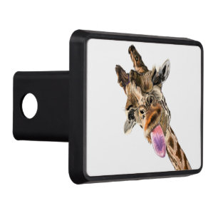 Funny Giraffe Tongue Out Playful Hitch Cover