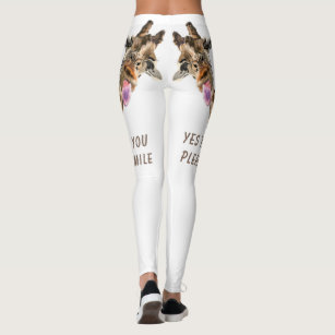 Funny Giraffe Tongue Out Playful Wink - Add Text Leggings
