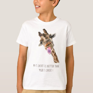 Funny Giraffe Tongue Out Playful Wink - Add Text T-Shirt
