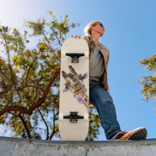 Funny Giraffe Tongue Out Playful Wink Skateboard