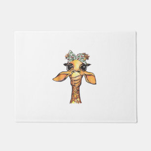 Funny Giraffe Tropical Bandana Hipster Giraffe Gif Doormat