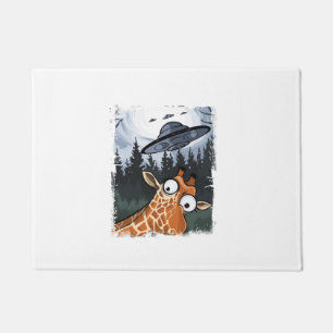 Funny Giraffe UFO Zoo Animal Weird Meme Graphic  _ Doormat