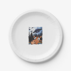 Funny Giraffe UFO Zoo Animal Weird Meme Graphic Paper Plate