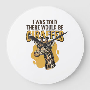 Funny Giraffe Vintage Engraving Shirt Design_1 Large Clock