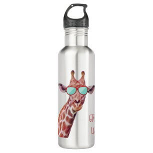Funny Giraffe Wearing Sunglasses Watercolor Art 710 Ml Water Bottle