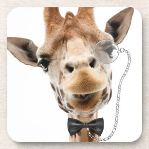 Funny Giraffe with Bowtie and Monocle Coaster