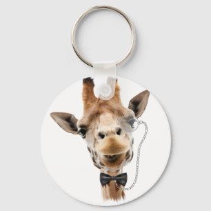 Funny Giraffe with Bowtie and Monocle Keychain