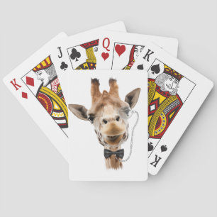 Funny Giraffe with Bowtie and Monocle Playing Cards