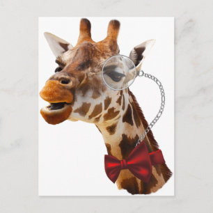 Funny Giraffe with Bowtie and Monocle Postcard