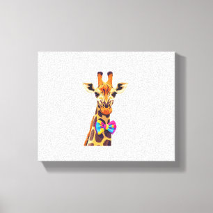 Funny Giraffe With Bowtie Animal Humour Canvas Print