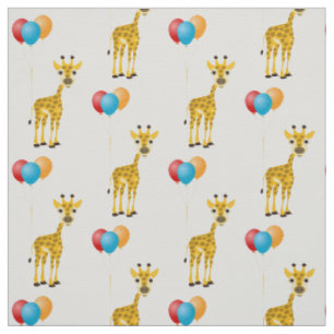 Funny giraffe with colourful balloons fabric