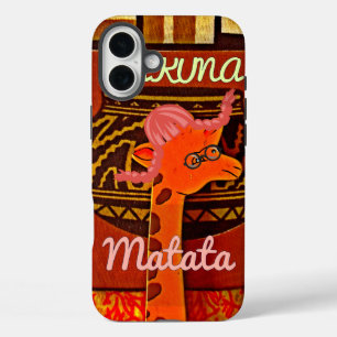 Funny Giraffe with cool text Hakuna Matata iPhone 16 Plus Case