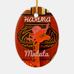 Funny Giraffe with cool text Hakuna Matata Ceramic Ornament