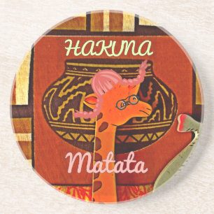 Funny Giraffe with cool text Hakuna Matata Coaster
